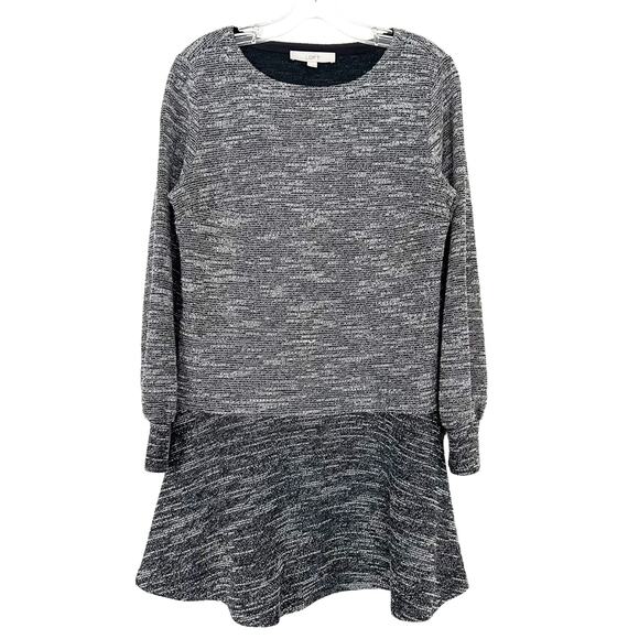 Loft Gray Tweed Peplum Dress Sz M - Picture 5 of 5